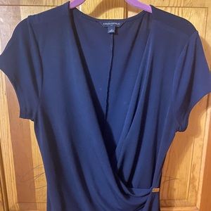 Banana Republic navy wrap front shirt